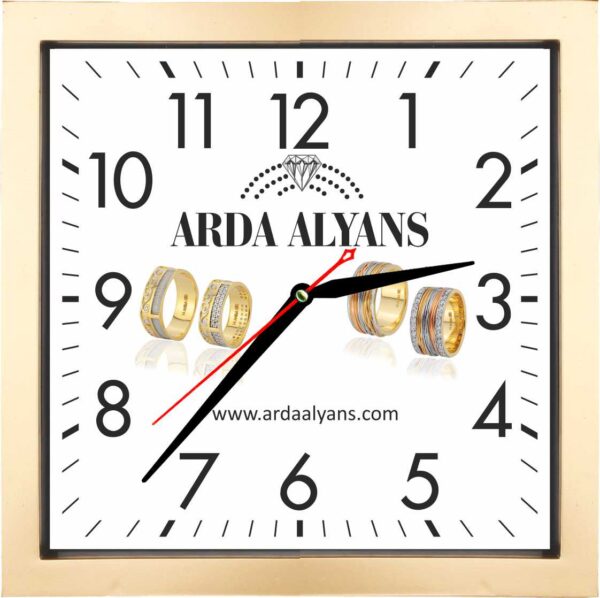 104 Geniş Kadranlı Kare Promosyon Duvar Saati 25x25 cm — Promosyon Duvar Saatleri