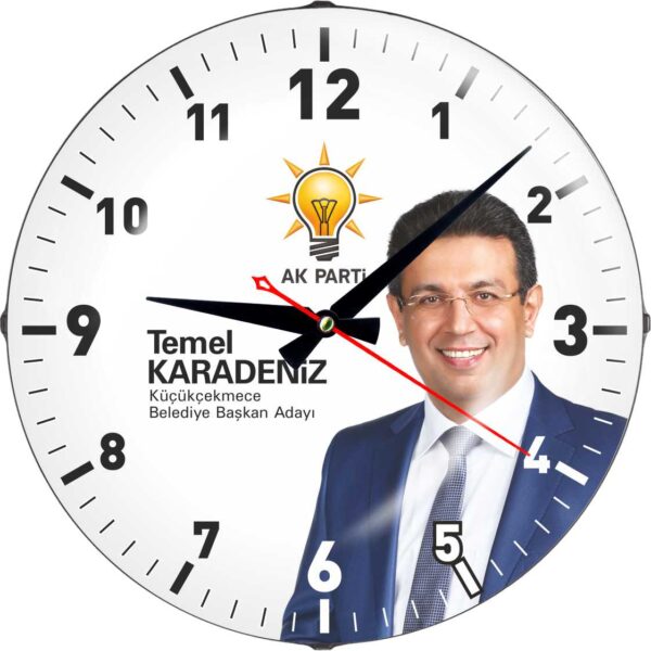 DP-3004 Bombeli Camlı Promosyon Duvar Saati 35 cm No.2 — Bombeli Camlı Promosyon Saatleri