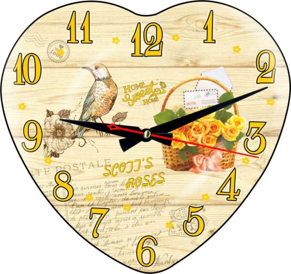 DP-3014-9 Kalp Formlu Bombeli Camlı Duvar Saati 37x35 cm — Bombeli Camlı Dekoratif Duvar Saatleri