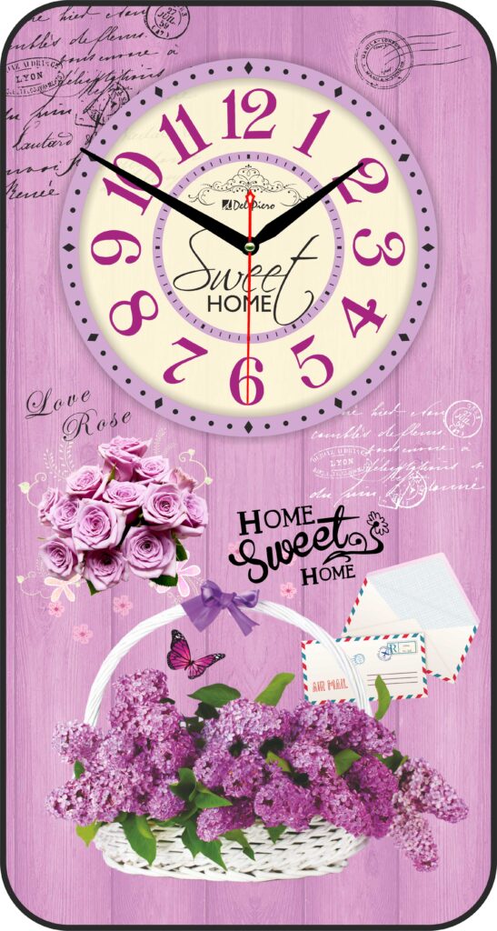 DP-3015-6 Dikey Bombeli Camlı Duvar Saati 47x25 cm — Bombeli Camlı Dekoratif Duvar Saatleri